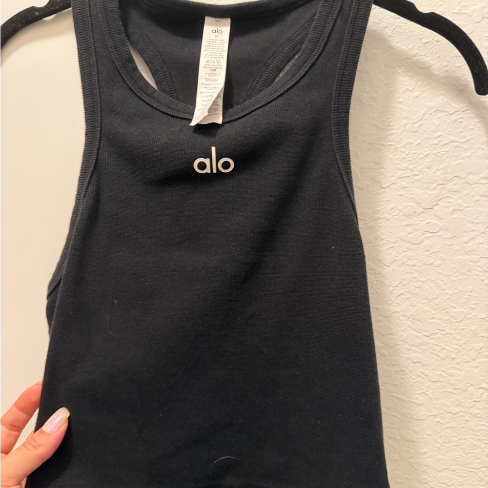 ALO Yoga Black Ribbed Tank Top